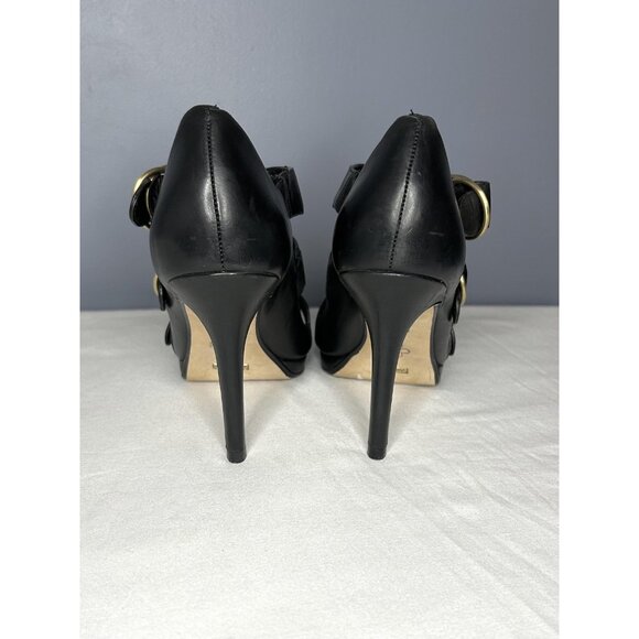 Vintage Cole Haan High Heels Shoes Women 8.5 Black Leather Buckle Strap Open Toe - Picture 14 of 16